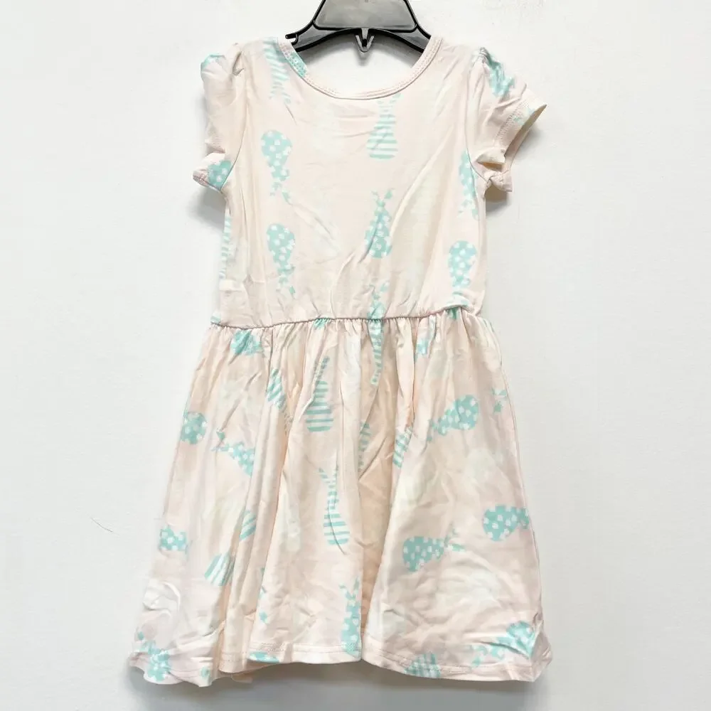 Dot Dot Smile Girls Light Pink Easter Print Cap Short‎ Sleeve Dress Size 2T